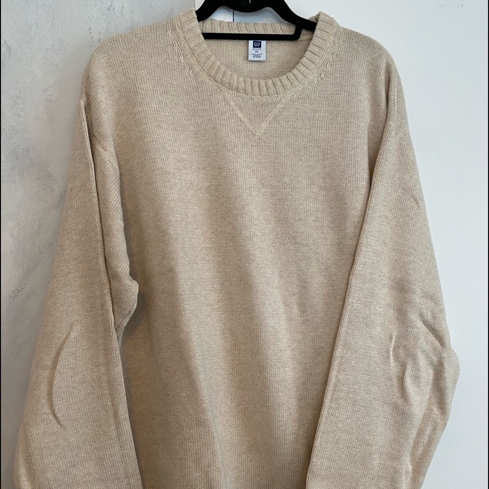 Mens Gap Factory Store Beige/Tan Cotton Crew Sweater (XL)